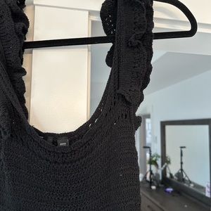 Open Knit Crochet Black Dress